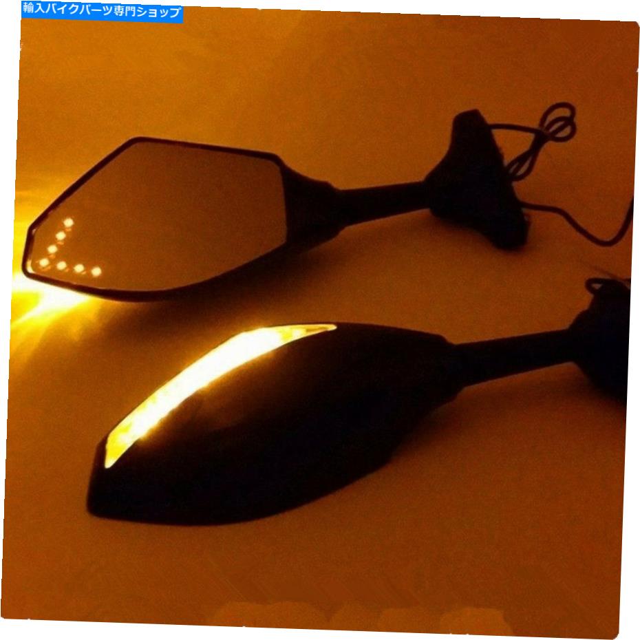 Mirror ペアLEDターン信号インジケータオートバイリアビューサイドミラークルーザーチョッパー Pair LED Turn Signal Indicators Motorcycle Rearview Side Mirrors Cruiser Chopper【並行輸入品】