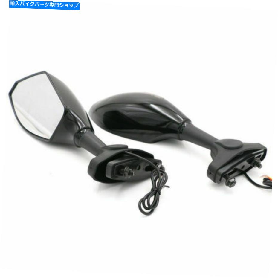 Mirror 2倍ユニバーサルオートバイサイドミラーLEDターン信号インジケータライトカフェレーサー 2x Universal Motorcycle Side Mirrors LED Turn Signal Indicator Light Cafe Racer【並行輸入品】