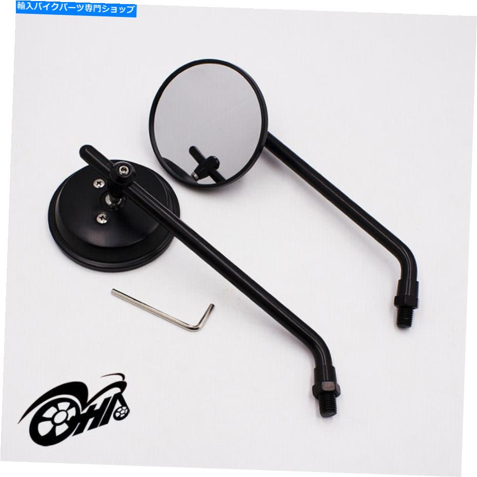 Mirror ユニバーサルM10オートバイブラックリアビューミラーラウンド8インチステムサイドミラー Universal M10 Motorcycle Black Rear View Mirror Round 8 inches stem Side Mirrors【並行輸入品】