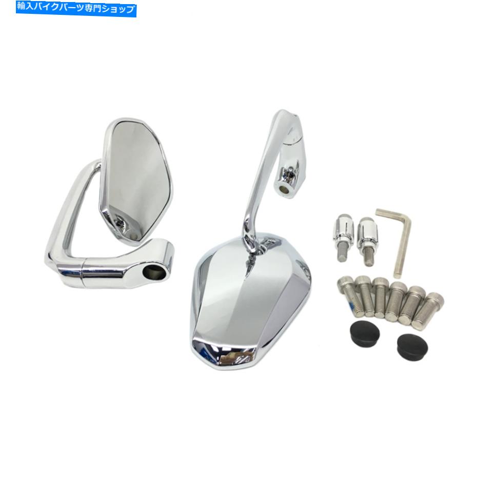 Mirror カスタムオートバイユニバーサルクローム8mm 10mmオーバルバックサイドミラーツーリング Custom Motorcycle Universal Chrome 8mm 10mm Oval Rearview Side Mirrors Touring【並行輸入品】