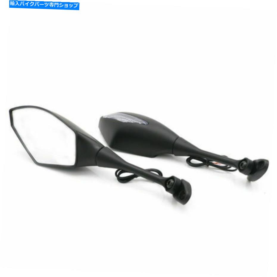 Mirror オートバイのバックビューサイドミラーLEDターンシグナルライトスクーターオフロードツーリング Motorcycle Rearview Side Mirrors LED Turn Signal Light Scooter Offroad Touring【並行輸入品】