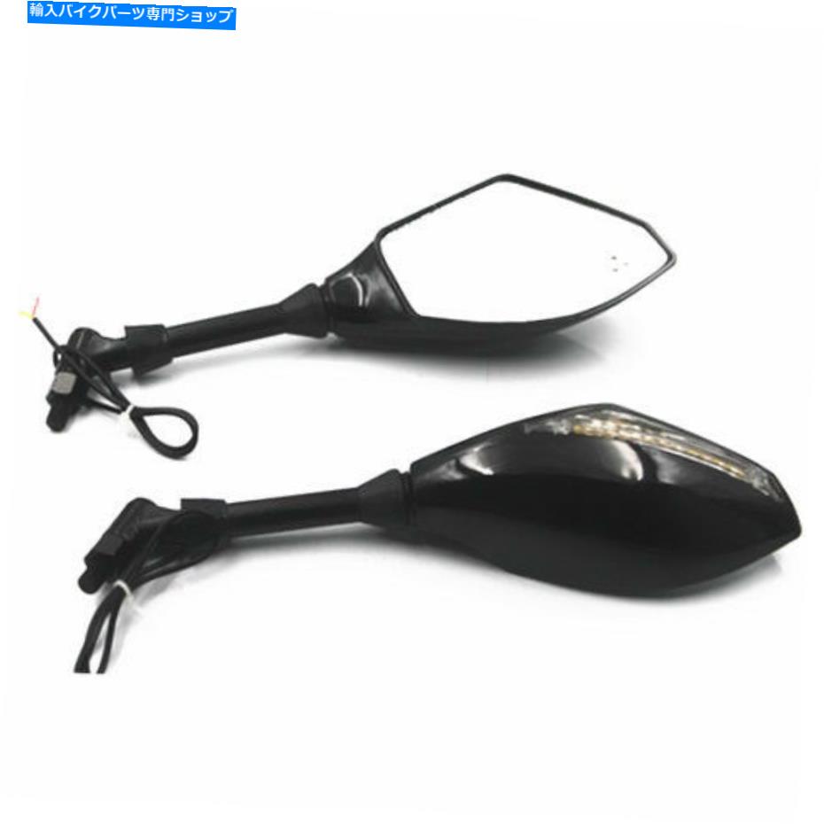 Mirror ユニバーサルオートバイLEDターンシグナルインジケーター鈴木ホンダスズキのためのバックスリューミラー Universal Motorcycle LED Turn Signal Indicator Rearview Mirrors For Honda Suzuki【並行輸入品】