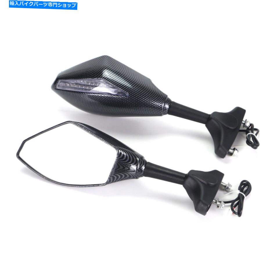 Mirror 鈴木GSXR1000 2001-2004カーボンのためのLEDターン信号を持つバックミラー Rearview Mirrors With LED Turn Signal For Suzuki GSXR1000 2001-2004 Carbon【並行輸入品】