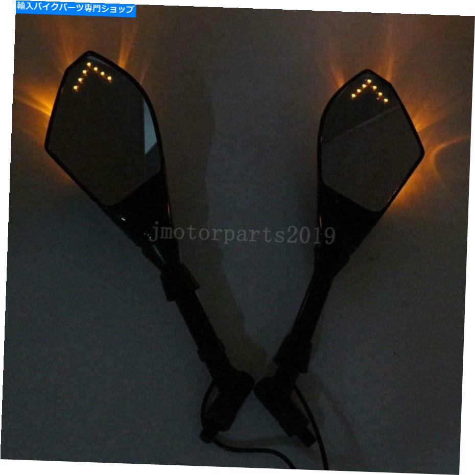 Mirror ヤマハV-STAR 650 950 1100 1300用LEDターン信号ライト付きバックミラー Rearview Mirrors with LED Turn Signal Light For Yamaha V-Star 650 950 1100 1300【並行輸入品】