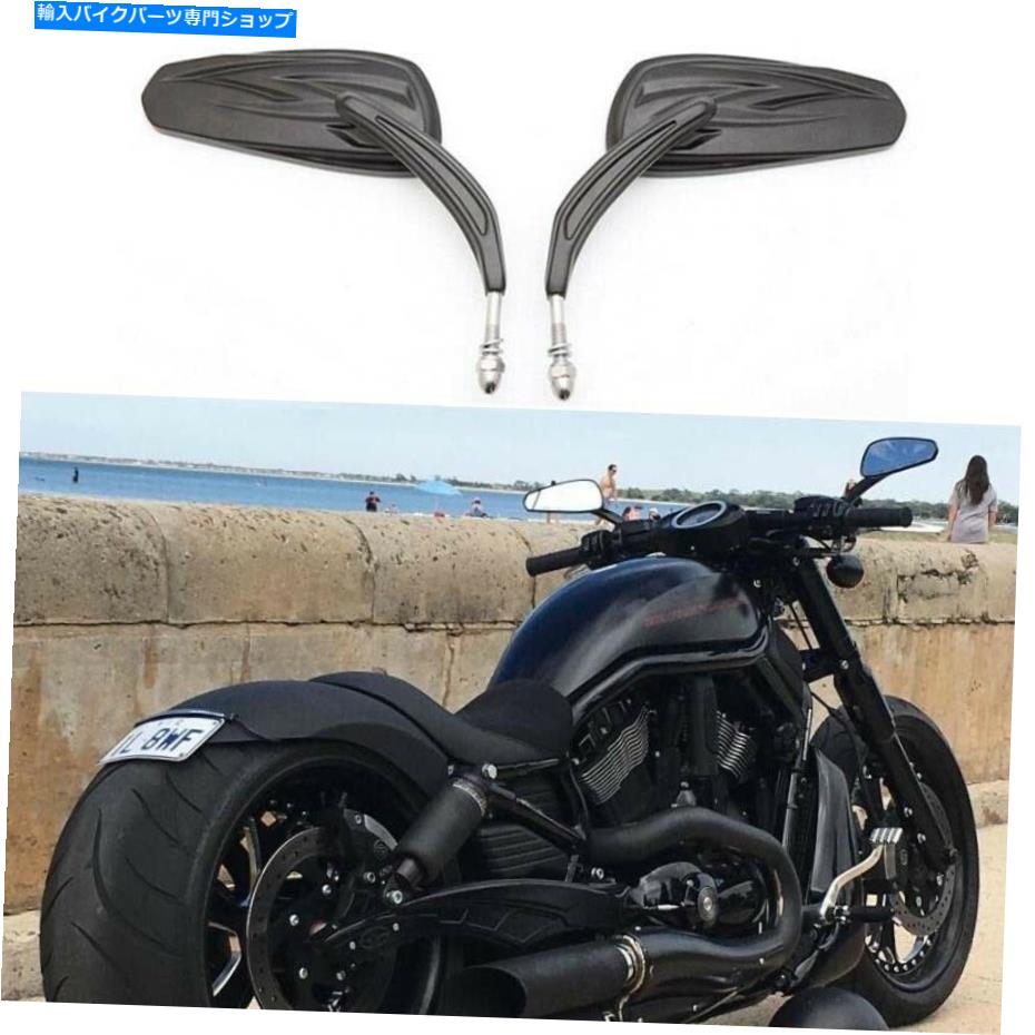Mirror Harley Road Glide Ultru Fltru 2011-16のためのブラックオートバイのバックサイドミラー Black Motorcycle Rearview Side Mirrors For Harley Road Glide Ultra FLTRU 2011-16【並行輸入品】