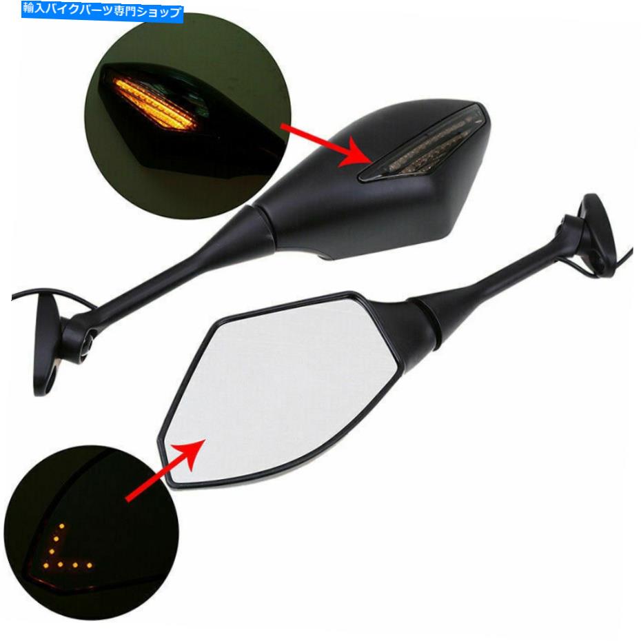 Mirror Honda CBR600RR CBR1000RR 2004-2008のためのLEDライトフィットを持つバックサイドミラー Rearview Side Mirror With LED Light Fit For Honda CBR600RR CBR1000RR 2004-2008【並行輸入品】