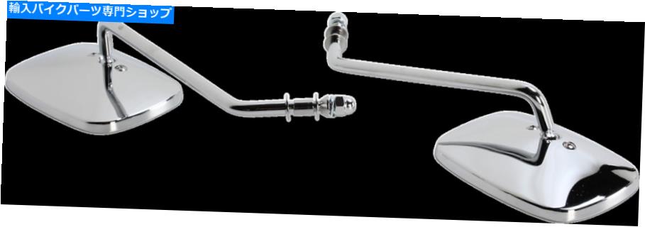 Mirror ドラッグスペシャリークロームロング長方形オートバイハンドルバーサイドビューミラーセット Drag Specialties Chrome Long Rectangle Motorcycle Handlebar Side View Mirror Set【並行輸入品】