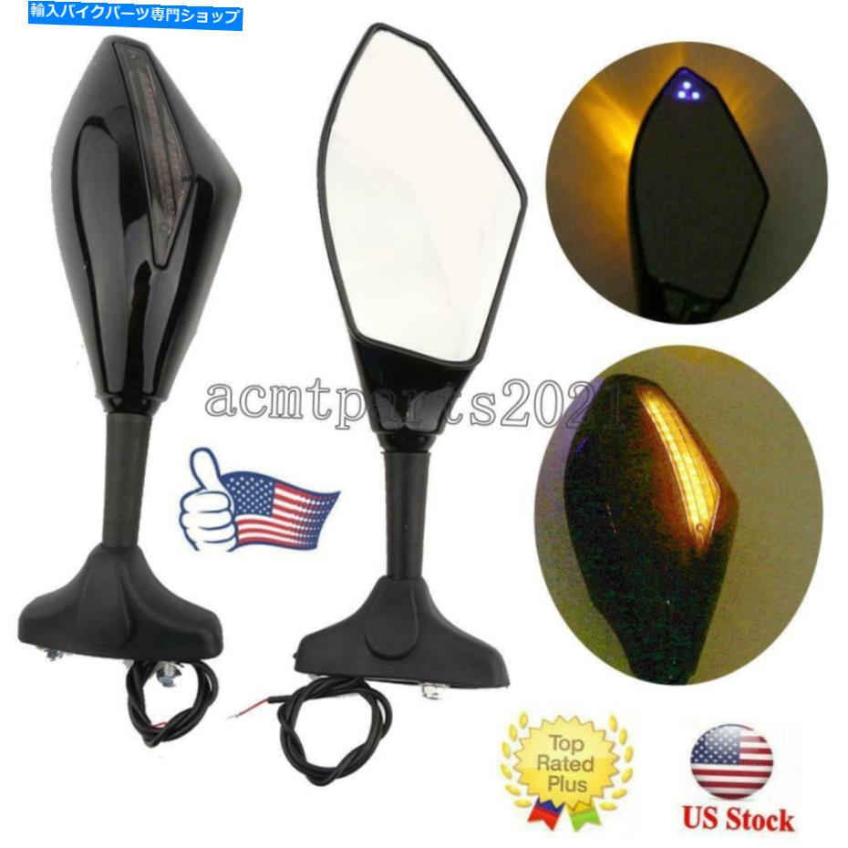 Mirror オートバイLEDターン信号干渉インジケーターライトバックサイドミラー Motorcycle LED Turn Signals Intergrated Indicator Light Rearview Side Mirrors US【並行輸入品】 28,965円