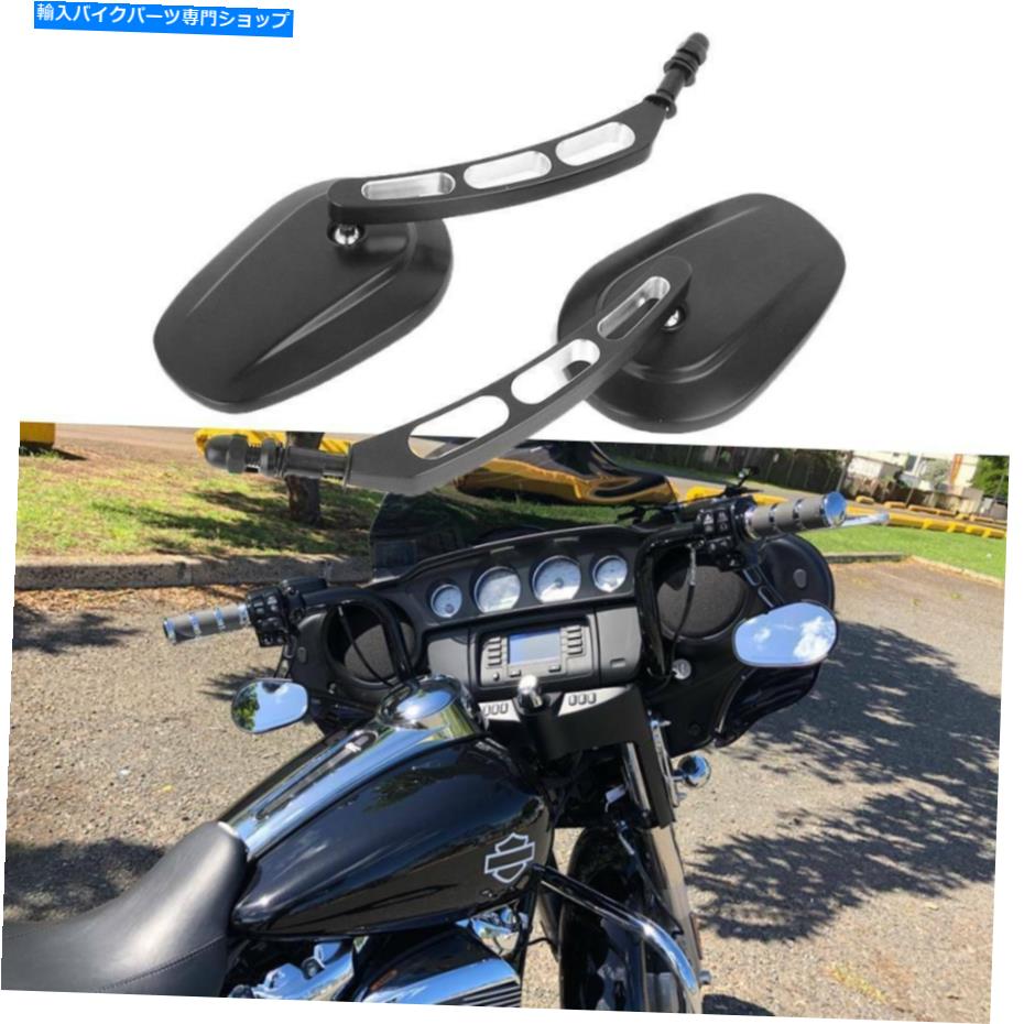 Mirror ハーレーエレクトログライドストリートグライドロードグライドウルトラのためのブラックオートバイのミラー Black Motorcycle Mirrors For Harley Electra Glide Street Glide Road Glide Ultra【並行輸入品】