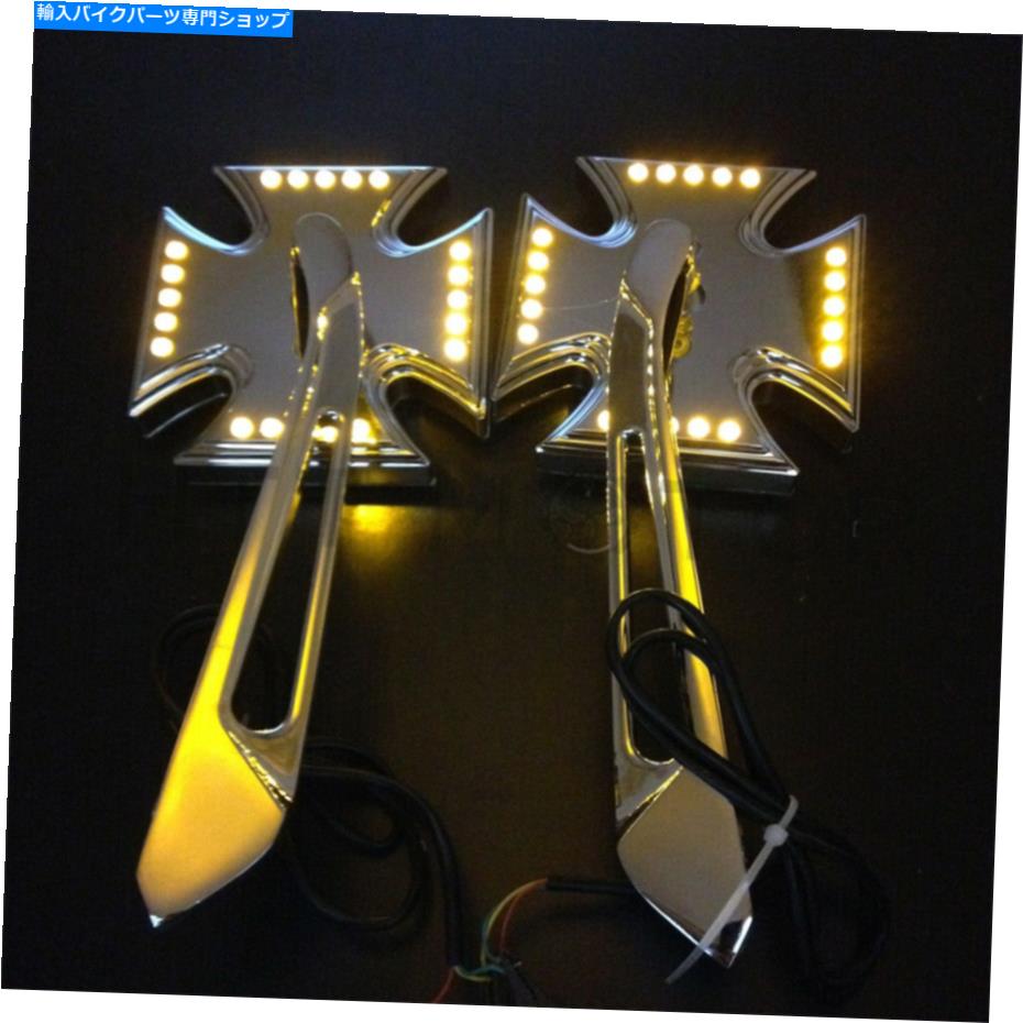 Mirror ヤマハV-STAR WARRIOR V-MAX VIRAGOのマルタLEDターンSIGANL Integtatミラー Maltese LED turn siganl integrat mirror For Yamaha V-Star Warrior V-Max Virago【並行輸入品】