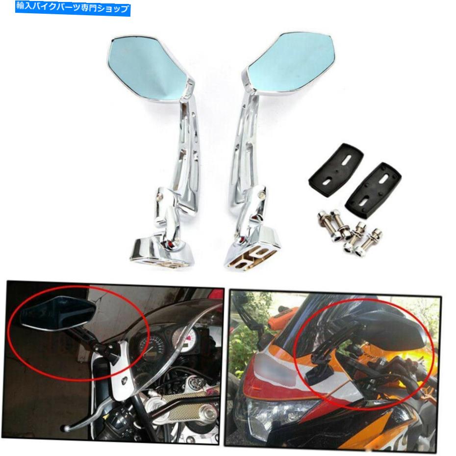 Mirror ヤマハYZFホンダCBRスズキ600 R1 R6 6mmのクロムオートバイサイドリアミラー Chrome Motorcycle Side Rear Mirror For Yamaha YZF Honda CBR Suzuki 600 R1 R6 6MM【並行輸入品】