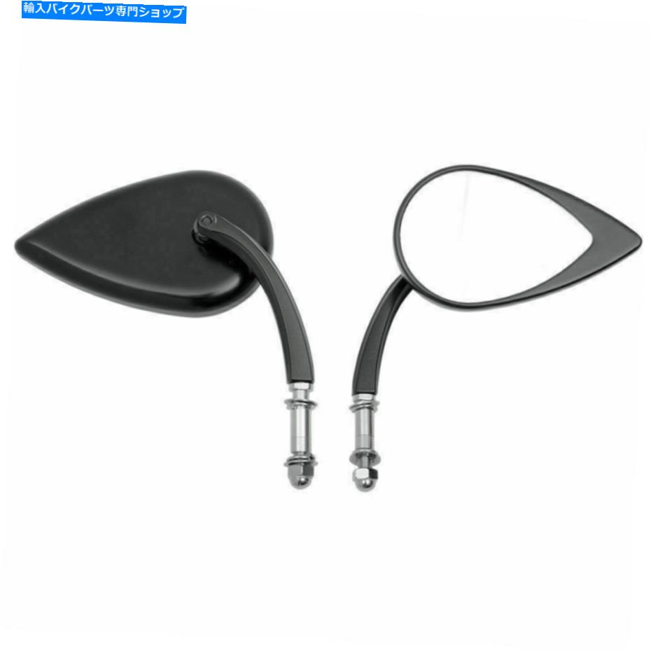 Mirror ドラッグスペシャリティブラックショートステムティアドロップミラーハーリーオートバイ Drag Specialties Black Short-Stem Teardrop Mirror for Harley Motorcycles【並行輸入品】