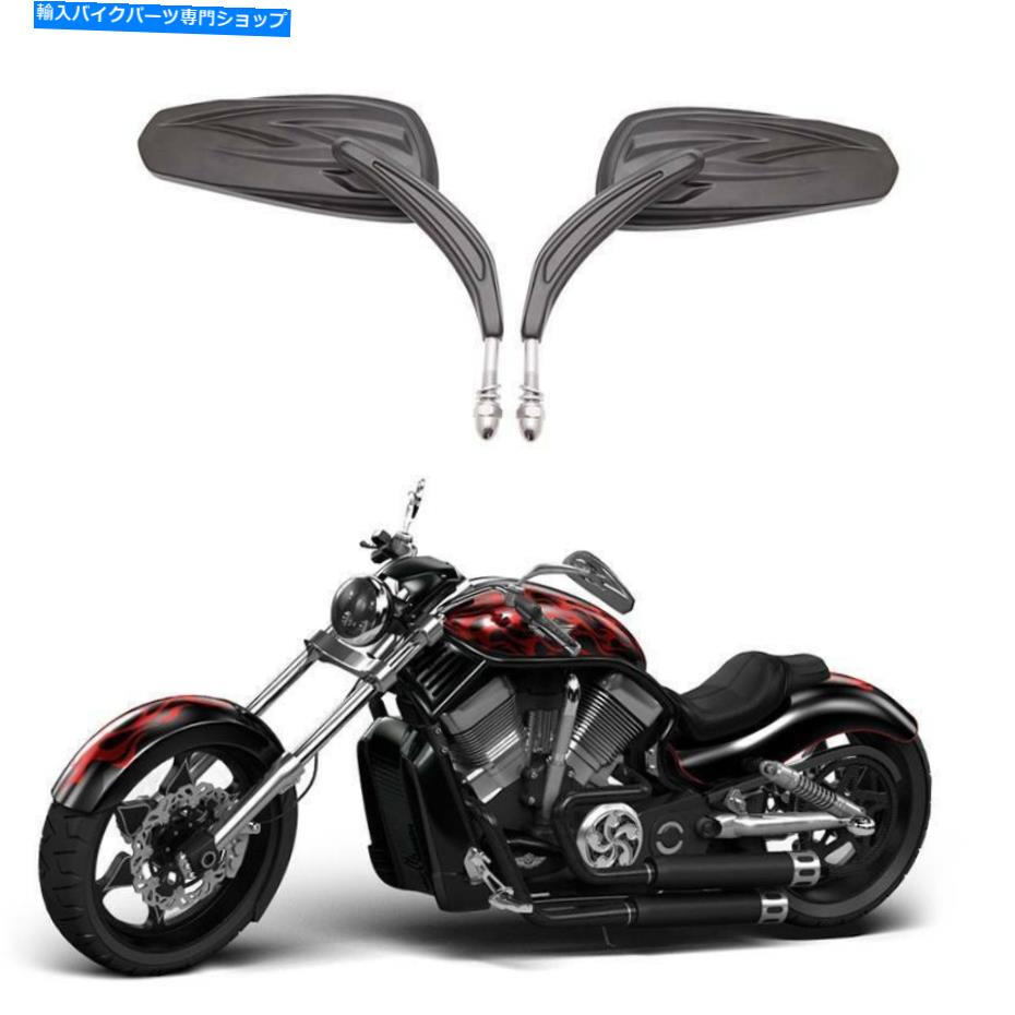 Mirror ハーレーツーリンググライドソフトダイナのための黒いティアドロップオートバイのバックミラー Black Teardrop Motorcycle Rearview Mirrors For Harley Touring Glide Softail Dyna【並行輸入品】