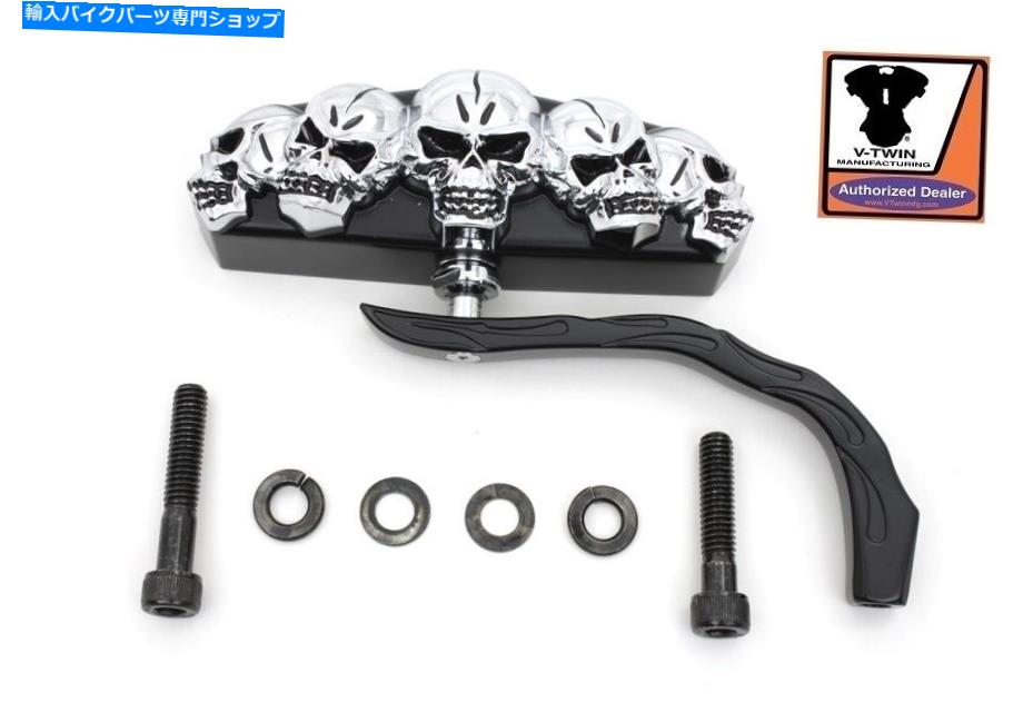 Mirror 5頭蓋骨ミラーw /ビレットウォームステムショベルヘッドエボTCチョッパーダイナソフトブラック 5 Skull Mirror w/ Billet Worm Stem Shovelhead EVO TC Chopper Dyna Softail Black【並行輸入品】