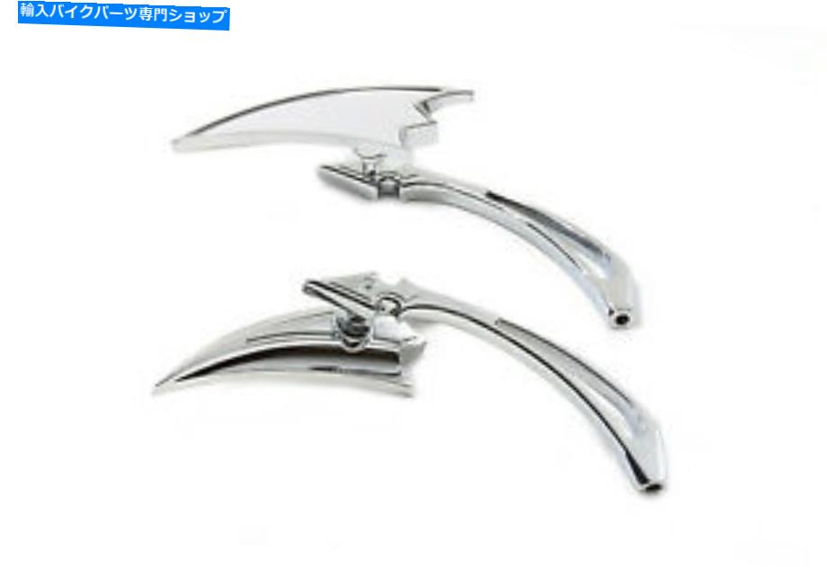 Mirror Billet Spear Stems Big Twin XL 1965-UPを備えたクロム三日月鏡セット Chrome Crescent Mirror Set with Billet Spear Stems Big Twin XL 1965-UP【並行輸入品】