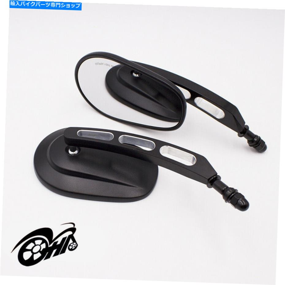Mirror オートバイユニバーサルサイドリアビューブラックオーバルミラーハーレーダビッドソン Motorcycle Universal Side Rear View Black Oval Mirrors For Harley-Davidson【並行輸入品】