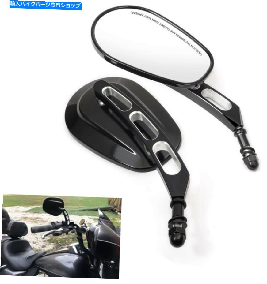 Mirror ハーレー - ダビッドソンストリートグライドCVOブラックのためのティアドロップオートバイミラー Teardrop Motorcycle Mirrors Rearview For Harley-Davidson Street Glide CVO Black【並行輸入品】