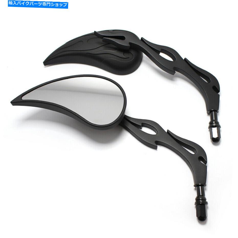 Mirror ハーレーダビッドソンヘリテージソフトロードグライドwのための黒い炎のオートバイのミラー Black Flame Motorcycle Mirrors For Harley Davidson Heritage Softail Road Glide W【並行輸入品】