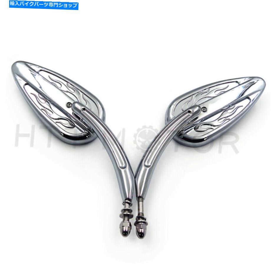 Mirror ブランドの新しいティアドロップフレームレーシングミラーW / 8mmハーレーナイトロッドVロッドクロム Brand New Teardrop Flame Racing Mirrors w/8mm For Harley Night Rod V-Rod Chrome【並行輸入品】