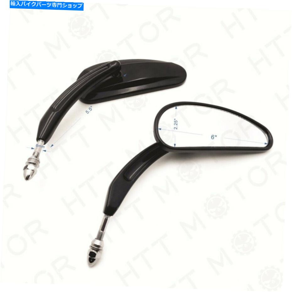 Mirror ハーレー1982-2017ストリートボブファットボブペアブラックのためのティアドロップレーシングミラー Teardrop Racing Mirrors For Harley 1982-2017 Street Bob Fat Bob Pair Black【並行輸入品】