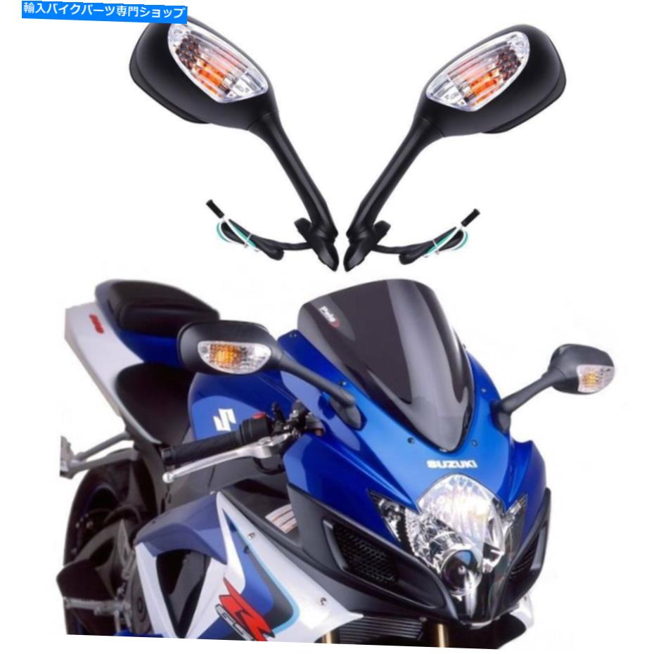 Mirror スズキGSXR 600 750 1000のためのターン信号を持つオートバイの背面図サイドミラー Motorcycle Rear View Side Mirrors with Turn Signal for Suzuki GSXR 600 750 1000【並行輸入品】