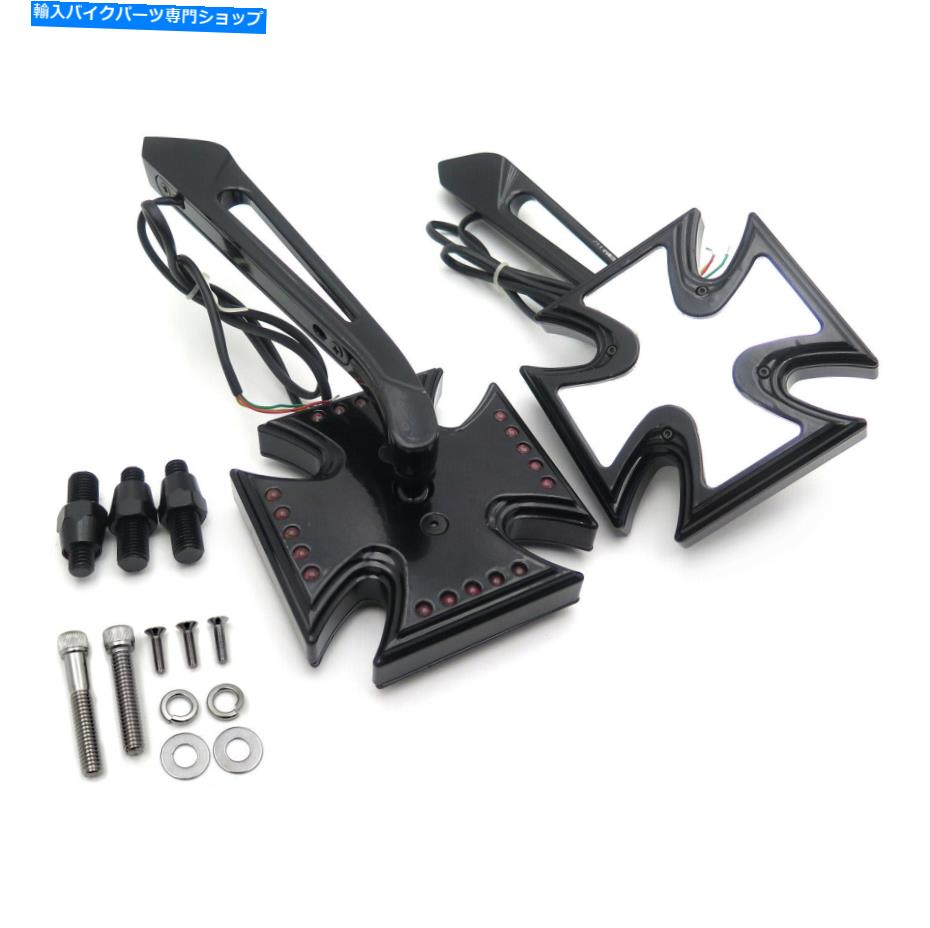 Mirror Harley Electra Sportster用ブラックカスタムLEDターンSIGANL統合ミラー Black Custom Led Turn Siganl Integrated Mirror For Harley Electra Sportster【並行輸入品】