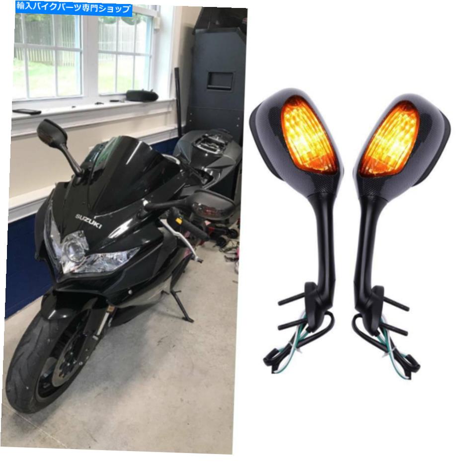 Mirror スモークカーボンリサイブサイドミラースズキGSXR 600 2008 2009 10 Smoke Carbon Rearview Side Mirrors Turn Signals For Suzuki GSXR 600 2008 2009 10【並行輸入品】