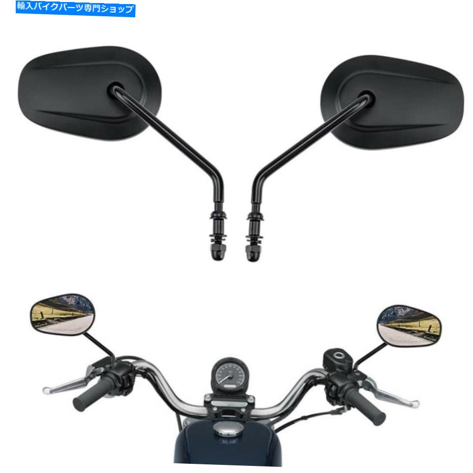 Mirror オートバイ黒リアビューミラーフィットハーレーツーリングソフトダイナスポーツスター Motorcycle Black Rear View Mirrors Fit for Harley Touring Softail Dyna Sportster【並行輸入品】
