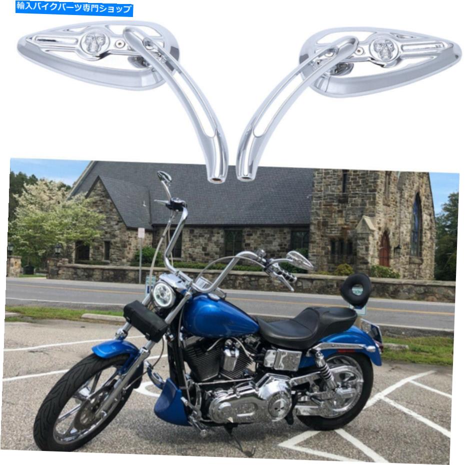 Mirror Harley Davidson FXDL DYNAローライダークロムオートバイスカルバックミラー For Harley Davidson FXDL Dyna Low Rider Chrome Motorcycle Skull Rearview Mirrors【並行輸入品】