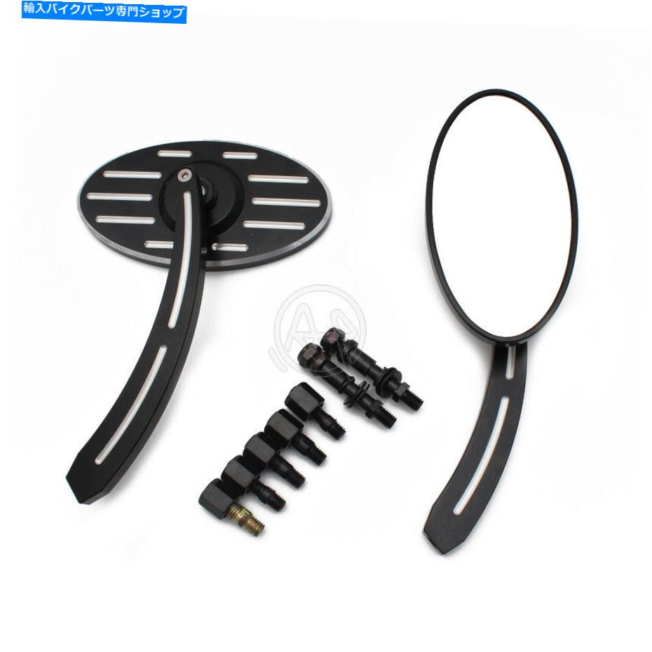 Mirror スズキホンダヤマハハーリーのための黒アルミニウムリアビューサイドミラーユニバーサル Black Aluminum Rear View Side Mirror Universal for Suzuki Honda Yamaha Harley【並行輸入品】