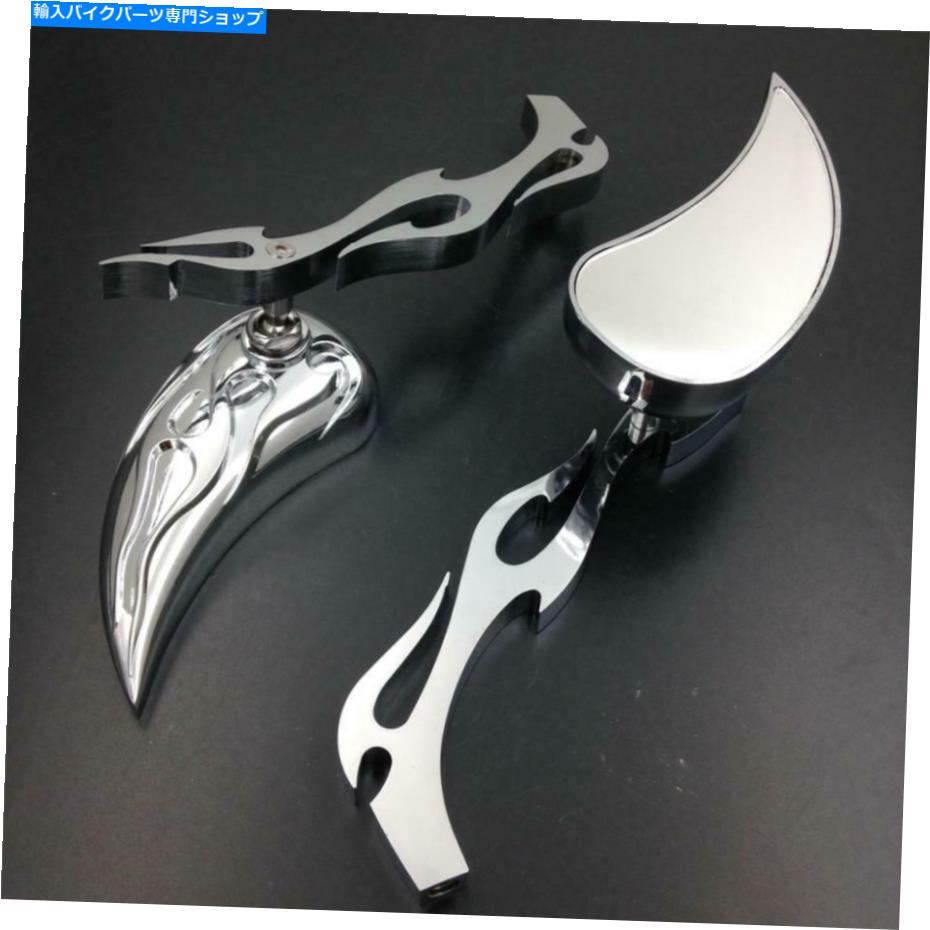 Mirror Harley Davidson Cross Bones FatboyのためのChromeオートバイの炎のバックミラー Chrome Motorcycle Flame Rearview Mirrors For Harley Davidson Cross Bones Fatboy【並行輸入品】