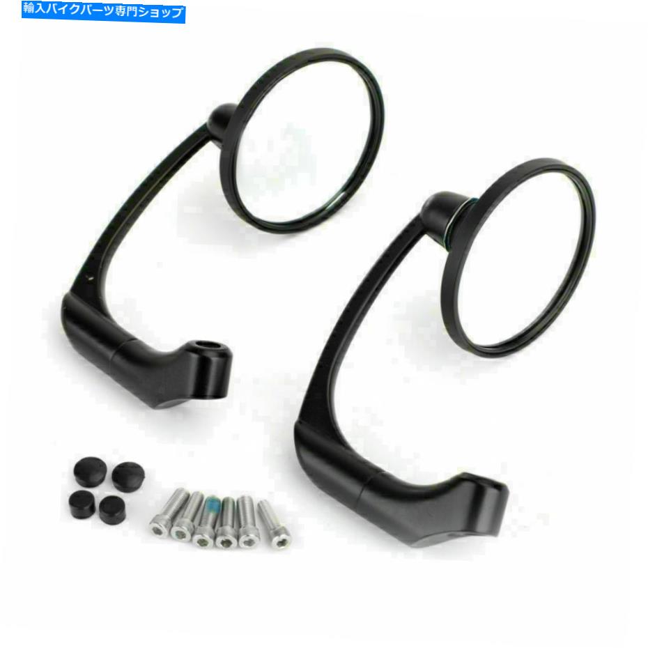 Mirror Cafe Racer BobberカスタムオートバイBKのためのペアM8 M10レトロLバーラウンドミラー Pair M8 M10 Retro L-Bar Round Mirrors For Cafe Racer Bobber Custom Motorcycle BK【並行輸入品】