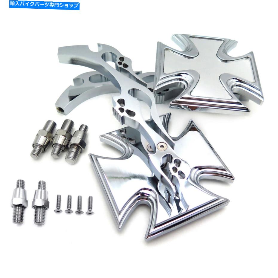 Mirror カスタムランニングアクリルミラーユニバーサルフィットマルタクロスフレームクロームビレット Custom Running Acrylic Mirrors Universal Fit Maltese Cross Flame Chrome Billet【並行輸入品】