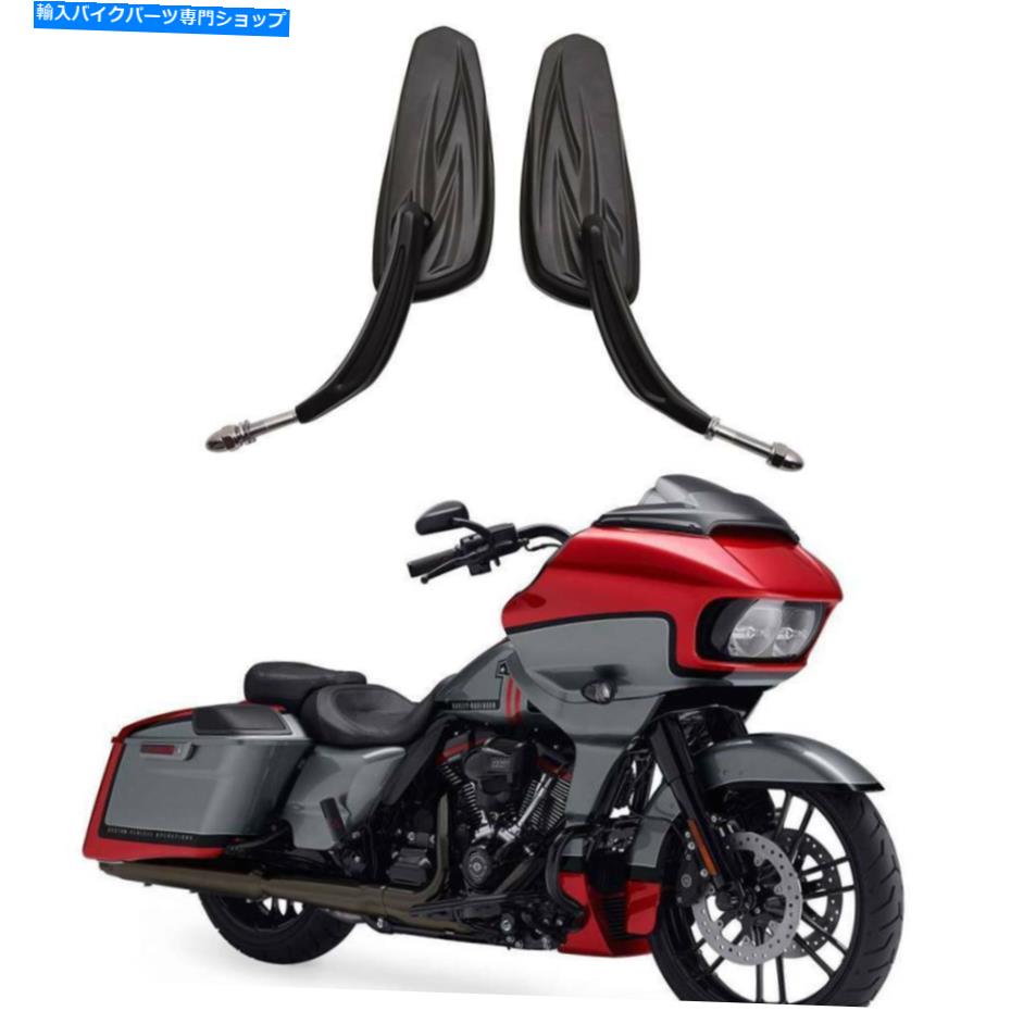Mirror ハーレーダビッドソンロードグライドウルトラフラクタルのためのブラックオートバイリアビューミラー Black Motorcycle Rear View Mirrors For Harley Davidson Road Glide Ultra FLTRX US画像