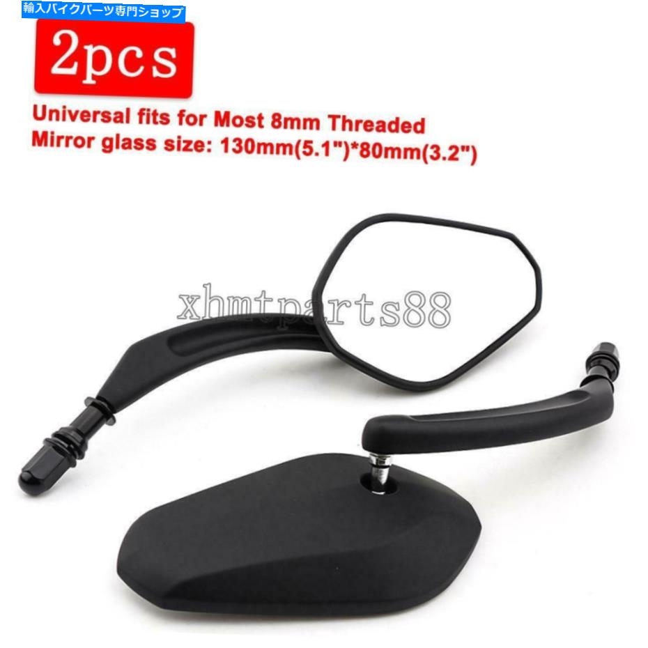 Mirror ハーレースポーツスターXLツーリングロードキングのための2xユニバーサル8mmリアビューミラー 2x Universal 8mm Rear View Mirrors Fit For Harley Sportster XL Touring Road King【並行輸入品】