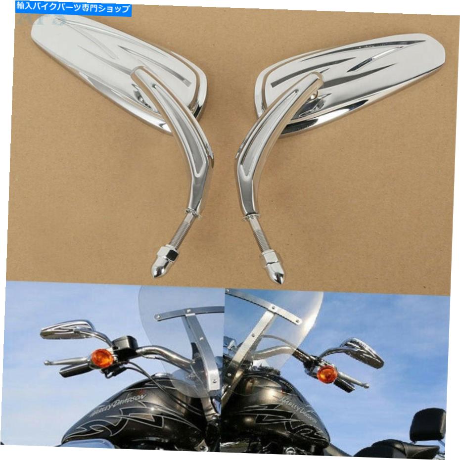 Mirror ハーレーアイロン883 XL883N 2009-2019用2倍クロームビレットティアドロップバックミラー 2x Chrome Billet Teardrop Rearview Mirrors For Harley Iron 883 XL883N 2009-2019【並行輸入品】