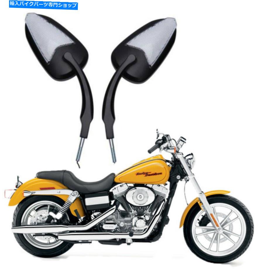 Mirror ブラックオートバイミラーLEDのハーレーダビッドソンスポーツスター1200 883 Black Motorcycle Mirror LED Turn Signal For Harley Davidson Sportster 1200 883【並行輸入品】