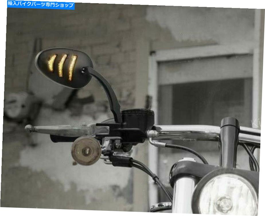 Mirror ハーリーダイナFXDFロードキングのためのLEDターン信号ライト付きオートバイリアミラー Motorcycle Rear Mirror with LED Turn Signal Light For Harley Dyna FXDF Road King【並行輸入品】