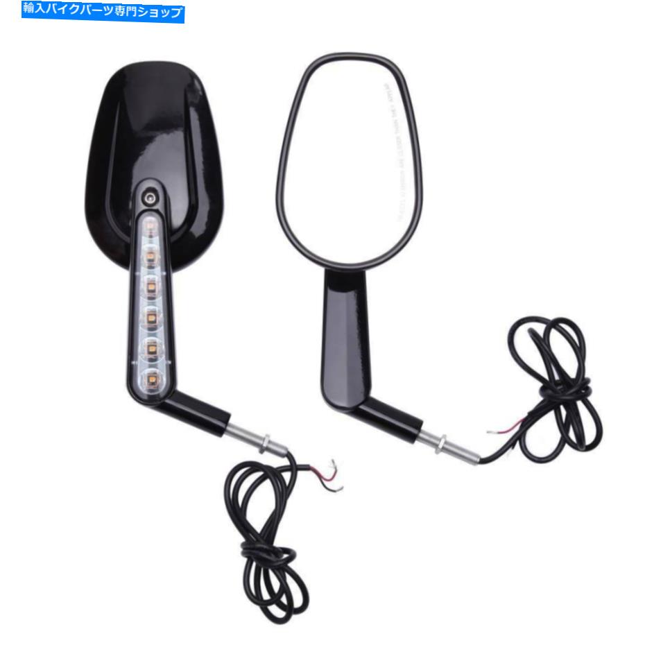 Mirror ブラックオートバイLEDターンシグナルミラーのハーレーダビッドソンVロッド筋肉VRSCF Black Motorcycle LED Turn Signals Mirrors For Harley Davidson V Rod Muscle VRSCF【並行輸入品】