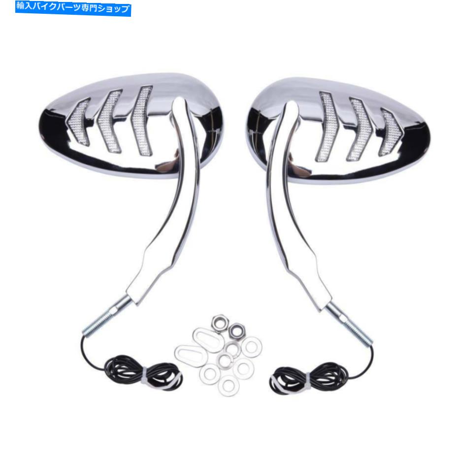 Mirror オートバイクロームリアビューミラー矢印LEDハーレーダビッドソンLo用ターン信号 Motorcycle Chrome Rear View Mirrors Arrow LED Turn Signal For Harley Davidson LO【並行輸入品】