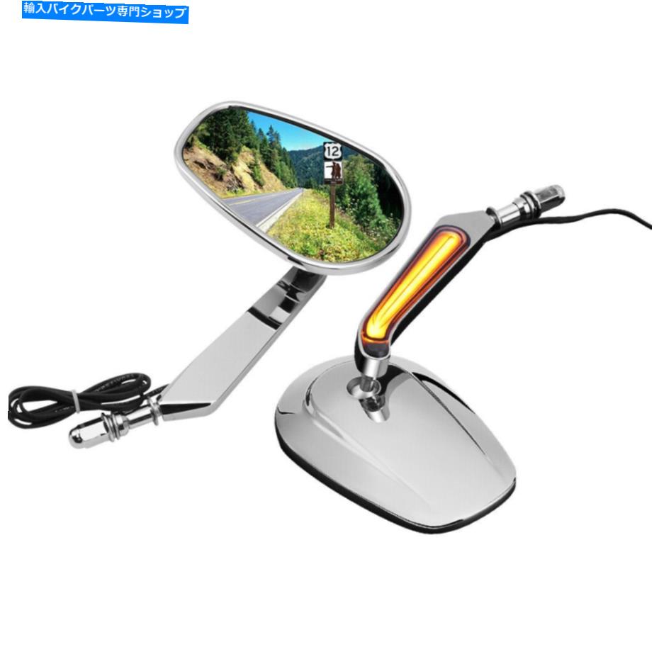 Mirror ハーレーソフトトゥーリングロードキングストリートグライドダイナのためのLEDターンシグナルミラー LED Turn Signal Mirrors For Harley Softail Touring Road King Street Glide Dyna【並行輸入品】