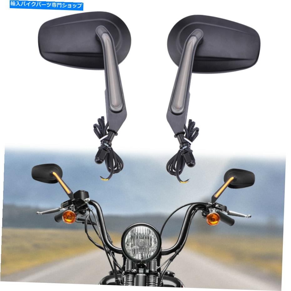 Mirror ハーレーソフトスポーツスターストリートグライドA +のためのターンシグナルとオートバイのミラー Motorcycle Mirrors with Turn Signal For Harley Softail Sportster Street Glide A+【並行輸入品】