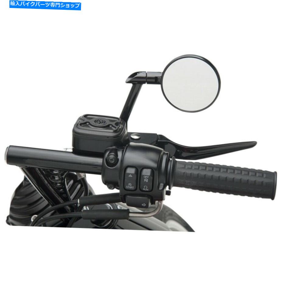 Mirror パフォーマンスマシンPMブラックコントラストカットビジョンラウンドハンドルバーミラーハーレー＆ Performance Machine PM Black Contrast Cut Vision Round Handlebar Mirror Harley &【並行輸入品】