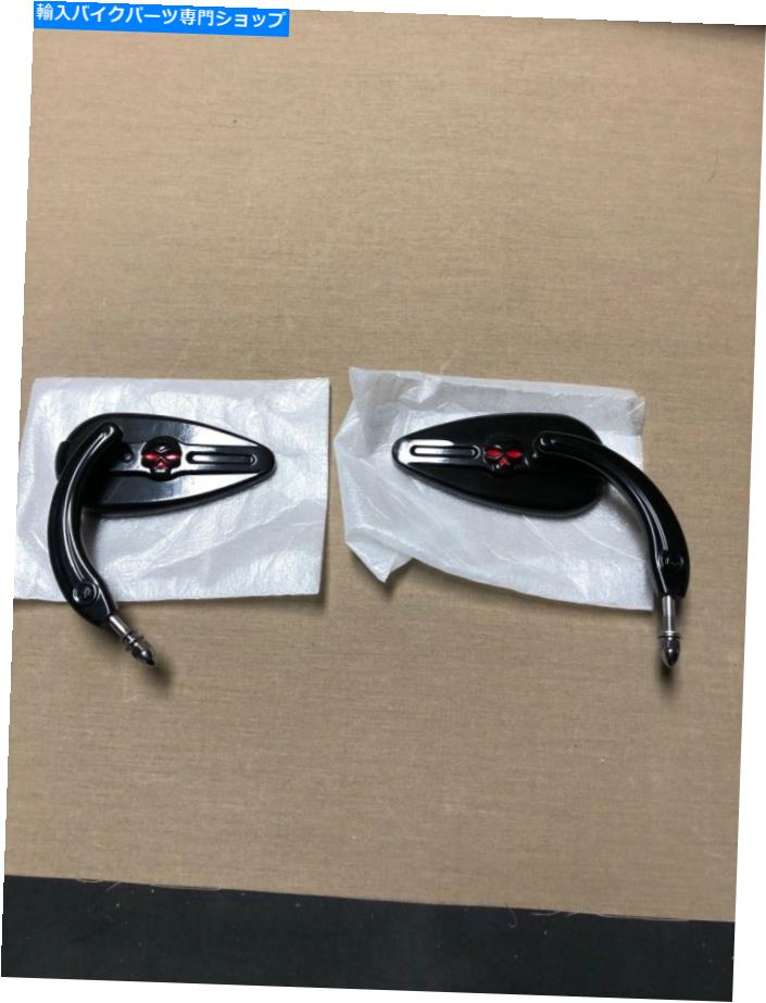 Mirror ブラックスカルティアドロップリアビューミラーハーレーソフトイレイテージスリムブレイクアウト新品 Black skull teardrop rear view mirrors Harley Softail Heritage Slim Breakout new【並行輸入品】