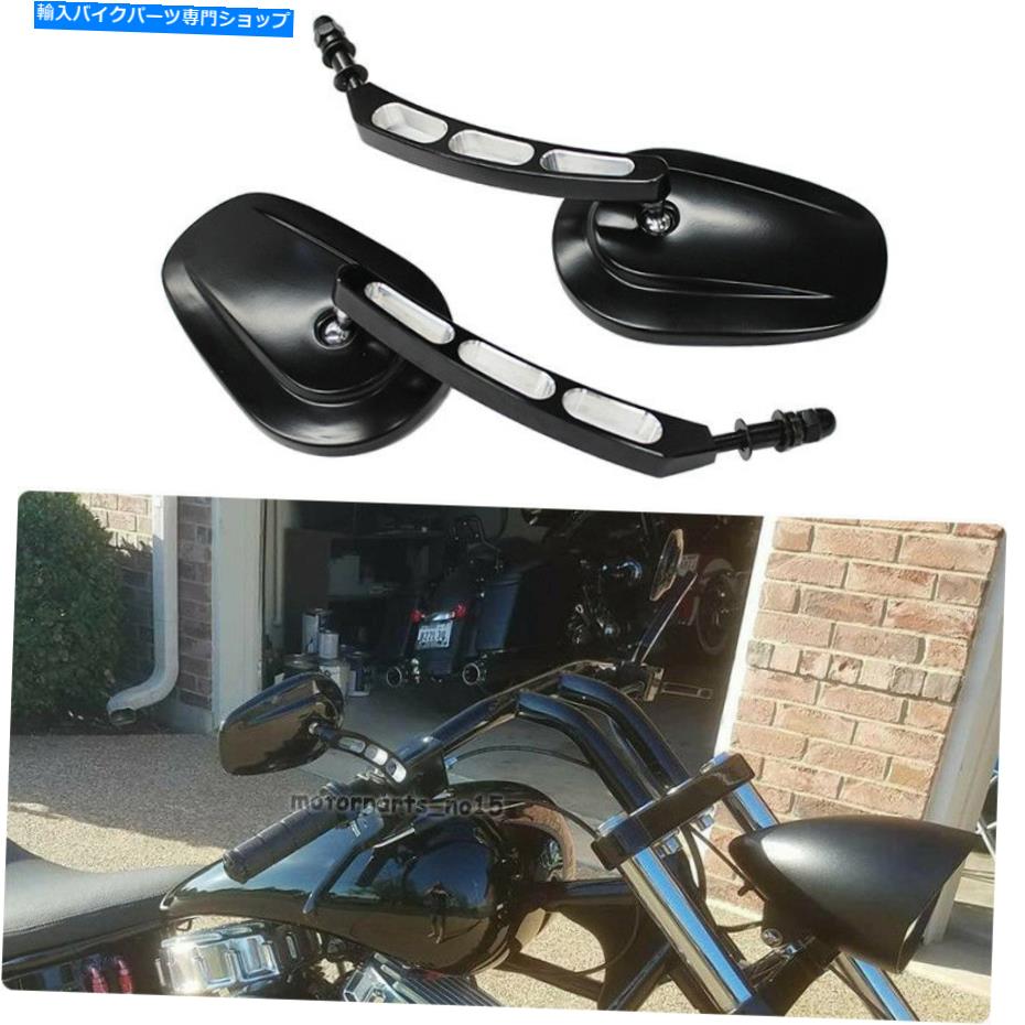 Mirror グロスブラックオートバイエッジカットサイドミラーのためのハーレーツーリングクルーザースポーツスター GLOSS BLACK Motorcycle Edge Cut Side Mirror For Harley Touring Cruiser Sportster【並行輸入品】