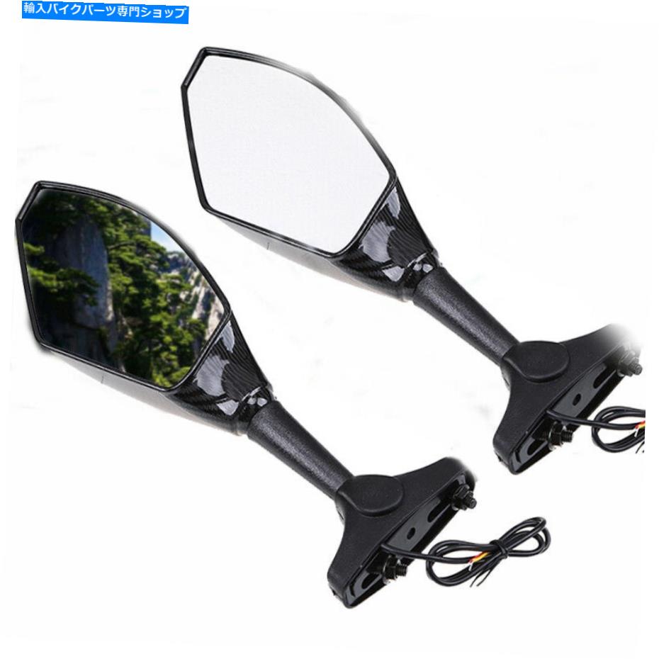 Mirror 12V LEDターン信号リアビューミラーガラスハウジングブラックフィットホンダCBR600 12V LED Turn Signals Rear View Mirror Glass Housing Black Fit for Honda CBR600【並行輸入品】