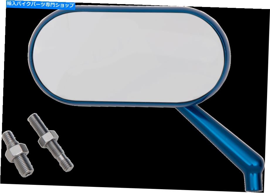 Mirror 左側のシングルハンドルバーミラーのアーレンネス青い楕円形の凸面図のねじ Arlen Ness Blue Oval Convex Side View Screw in Left Side Single Handlebar Mirror【並行輸入品】