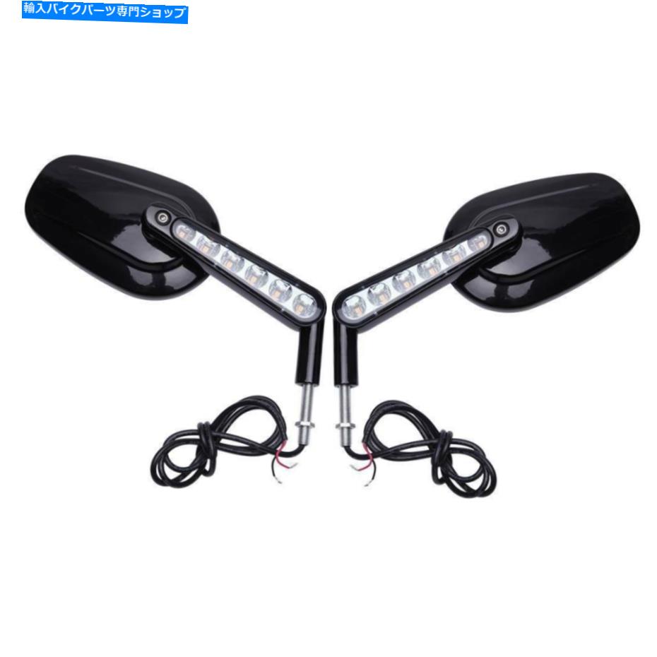 Mirror ブラックリアビューミラーLEDフロントターン信号のためのフロントターン信号VROD VRSCF DYNA FXDF Black Rear View Mirrors LED Front Turn Signals For Harley VROD VRSCF DYNA FXDF【並行輸入品】