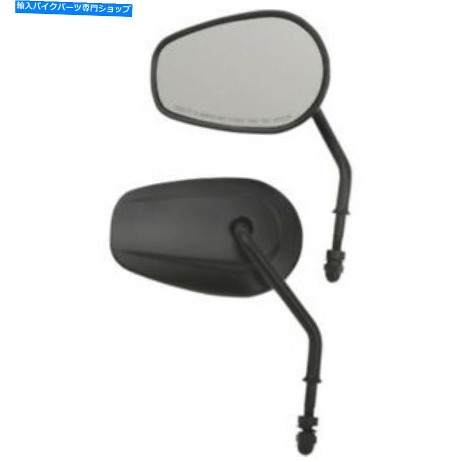 Mirror ドラッグスペシャリーブラックOEMティアドロップサイドショートステムミラーハーレーFLH XL FXST Drag Specialties Black OEM Teardrop Side Short Stem Mirrors Harley FLH XL FXST【並行輸入品】