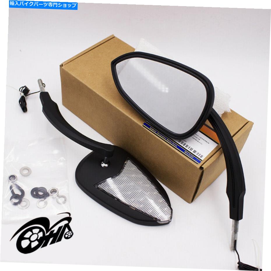 Mirror LEDターン信号ライトが付いているオートバイの黒い側の背面図ミラー Motorcycle Black Side Rear View Mirror with Led Turn Signal Light【並行輸入品】|Us Custom Parts Shop USDM